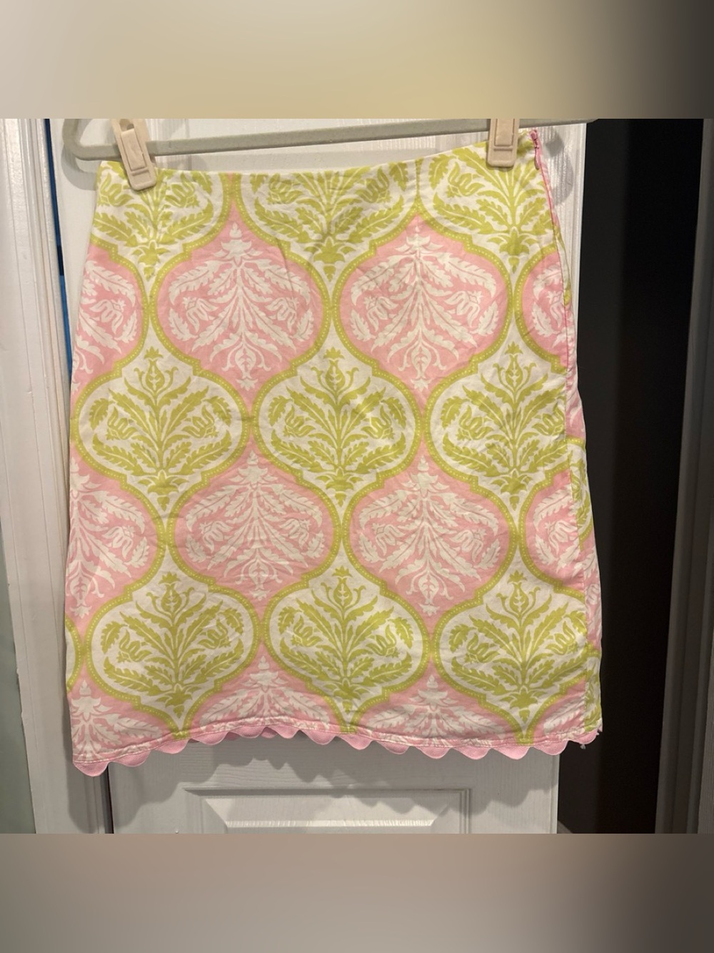 Sixth Alice Pink and Light Green Damask Mini Skirt